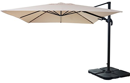 Mendler Gastronomie-Ampelschirm HWC-A96, 3x3m (Ø4,24m) schwenkbar, Polyester Alu/Stahl 23kg mit Ständer drehbar