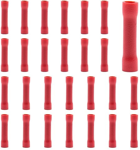 CEEYSEE 100 Pezzi Connettori Elettrici per cavi isolati Testa-Testa Capicorda Elettrici Terminali Crimpare - per cavi da 0,5-1,5 mm² (Rosso/YPTH)