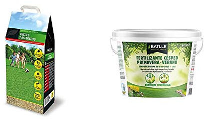 Semillas Batlle Semillas de Césped - Césped Rústico y Decorativo 5kg - Batlle + Abonos - Fertilizante Cesped Primavera-Verano Cubo 5kg - Batlle
