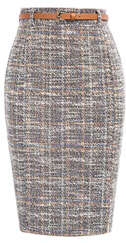 Kate Kasin Women's High Waist Stretchy Bodycon Office Midi Pencil Skirt