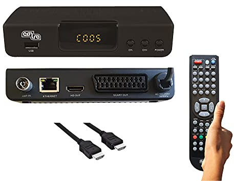 DVB-T2 Decoder COBRA mod. DINGO-Lite, Digitale Terrestre H.265/HEVC, Mediaplayer, cavo HDMI incluso, Telecomando di grandi dimensioni con Autoapprendimento