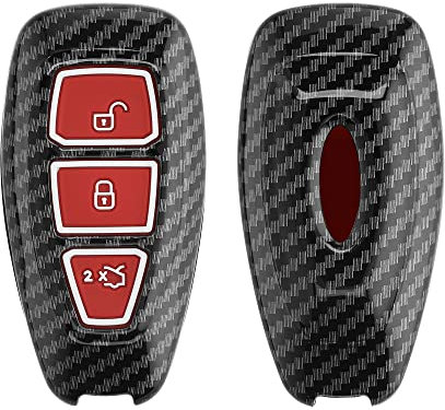 kwmobile Autoschlüssel Hülle kompatibel mit Ford 3-Tasten Autoschlüssel Keyless Go - Hardcover Schutzhülle Schlüsselhülle Cover in Rot Schwarz