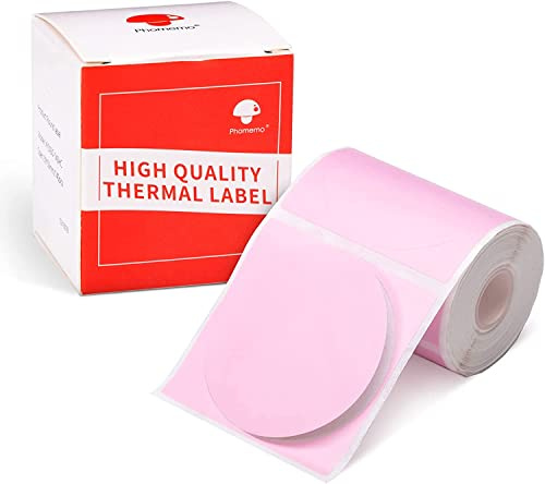 Phomemo M110 M220 Runde Etiketten Selbstklebende, 50x50mm, Rosa, 140 PCS | Phomemo Runde Selbstklebende Thermodirekt Etiketten für M110/M220/M108/M221/M120, für Schule, Heim, Büro, Rosa