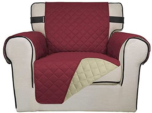 Time to Sparkle 1 Seater Sofa Slipcover - Burgundy | 1 Pack Reversible Water Resistant Couch Cover with Foam Sticks Elastic Straps Furniture Protector for Kids, Dogs, Pets
