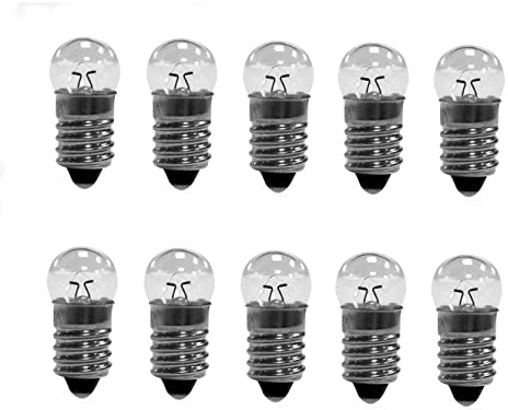10pcs E10 Mini Light Bulbs 0.3A Physical Electrical Experiment Screw Base Indicator Light Incandescent Bulb Old-Fashioned Flashlight Lamp (6V 0.5A)