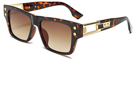 Long Keeper Retro Sonnenbrille Eckig für Herren Damen Klassisch Sonnenbrille Quadratisch Vintage Brille Goldener Rahmen mit UV400 Schutz, 54MM