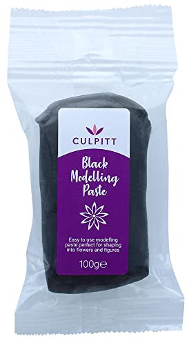 Culpitt Modelling Paste, Black, Sugarpaste, Gumpaste For Cake Decorating, Flowers, Animals, Figures, Models - Sets Hard, 100g