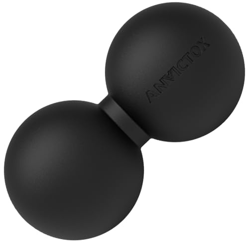ANVICTOX Peanut Massage Ball,Double Lacrosse Ball for Neck Sore Muscles,Medium Density Myofascial Release Massager Ball for Deep-Tissue Massage Muscle Knots Yoga Therapy(Black)