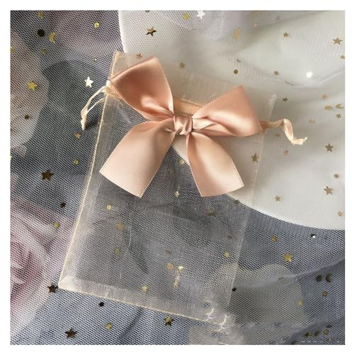 Hrlace 50 Stück Organzasäckchen 15 x 20cm Klein Organza Beutel mit Kordelzug Schleife Süßigkeiten Taschen Geschenkbeutel Schmuckbeutel für Hochzeit Weihnachten Geburtstag Party Helles Orange