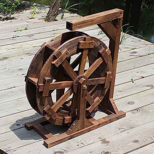 Fuente de Rueda hidráulica de diseño de Madera, Fuente de Ruedas para Exteriores, Fuente de Agua de jardín, Estanque Ornamental rústico Vintage, balcón Interior Decorativo al Aire Libre para jardín,
