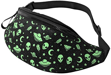 Aliens Fanny Pack Waist Bag UFO Hip Bum Bag Lightweight Strap Waist Pack for Sport Running Hiking