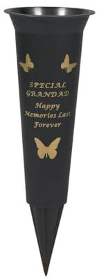 Special Grandad - Plastic Spike Memorial Grave Vase With Butterfly Decoration