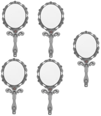 PRETYZOOM 5St Schminkspiegel antiker Handspiegel geprägter Blumenspiegel Klappspiegel Kleiner Spiegel Kosmetikspiegel tragbarer Spiegel Handspiegel mit Griff klappbarer Glas