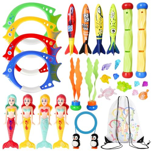 Corpower Juguetes de Buceo para Niños, Set Juguete de Gema de Buceo de Piscina - Juguetes Acuáticos de Verano para Niños, Juegos de Piscina para Niños de 3 a 12 años