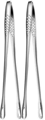 2 Pcs 11 Inches Korean BBQ Tongs Stainless Steel Grill Tongs Cooking Tweezers Japanese Barbecue Tong for Kitchen Cooking Salads Pasta Buffet Food Serving