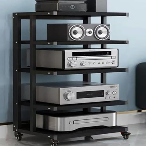 ZYXQQJ Gabinete De Componentes De Audio Soporte AV, Estante para HiFi, Estante para Amplificador, Estante para Consola De Videojuegos(Black,5 Tier)