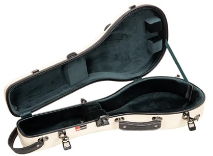 Crossrock A-Style Mandolin Case for Gibson A4-100% Fiberglass Hardshell with TSA Lock, Reinforced Steel Latches & Detachable Padded Shoulder Straps - Milky White (CRF2020MAGMW)