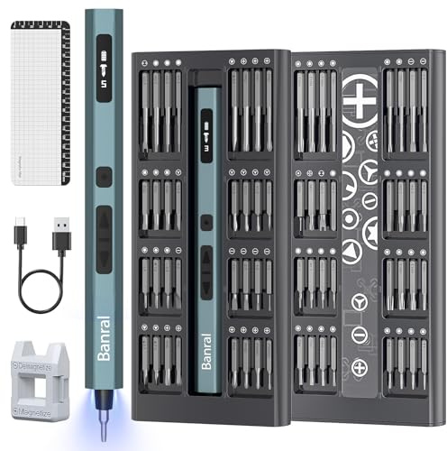 3.7V Mini Elektro Schraubendreher Set, 66 in1 Electric Screwdrivers, Schraubendreher set Magnetisch Elektrisch mit 5 Drehmomente Reparatur für Handy, phone, Laptop, PC, Brille, Uhren