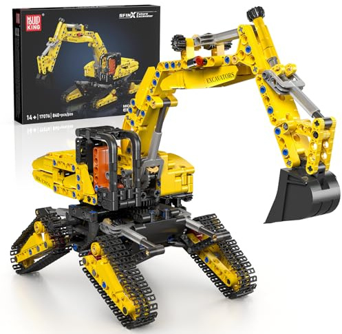 Mould King 17076 Technik Bausteine Bagger Raupenbagger LKW Modell SFINX Baumaschine Klemmbausteine STEM Geschenk für Erwachsene (840 Teile)