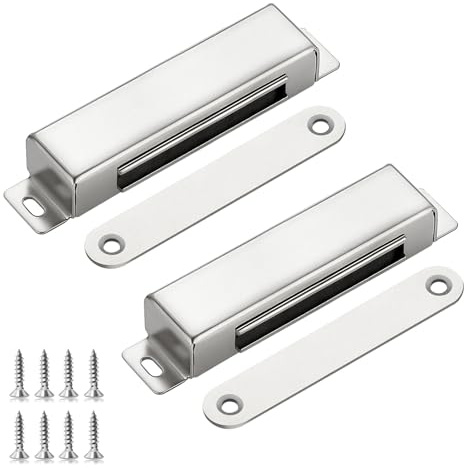 Ravinte Magnetschnäpper, 2 Stück Türmagnet Extra Stark 40 kg, Silber | Edelstahl Magnetverschluss, Für Schranktüren, Küchenschränke, Kleiderschränke, Türen, Verdeckter Haltepunkt