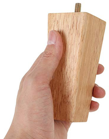 YZWHKJ Möbelfüße Holz,Stuhlbeine Holz 4 stücke 50mm-200mm Massivholz Sofa-Beine Gerade quadratische Massive Eiche mit Metallplatten Bettschrank Möbel Level Füße Ersetzen(50mm)