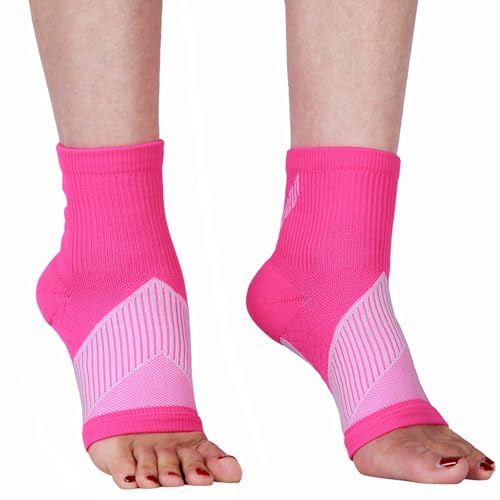 NuCamper Ankelstöd för Plantar Fasciit, 1 par Elastic Fotledsstöd för Kvinnor Män, Sport Kompressionshylsa, Fotstöd Andas för Stukningar Artrit Stukad Fotled Akilles Tendonit Ligamentskador Löpning