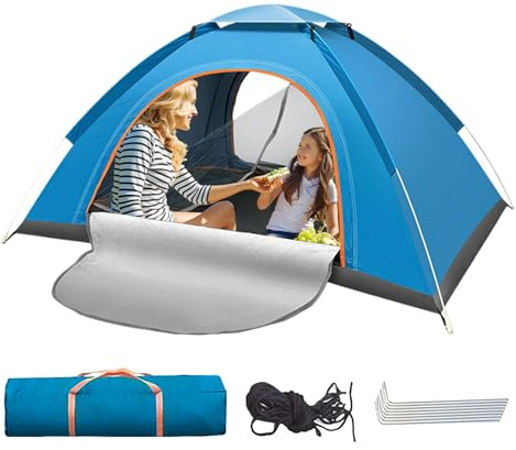 Wurfzelt 2 Personen Wasserdicht, Pop Up Camping Zelt, Ultraleicht Winddicht Zweimannzelt Mit Heringe + Spannseile Und Aufbewahrungstasche Für Camping, Klettern, Angeln