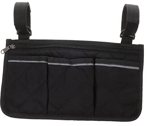 Rollstuhltasche Seitlich mit Reflektorstreifen aus Pongee Schwarz