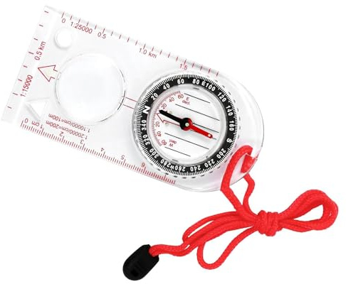 Clear Adjustable Declination Compass Useful Waterproof Scout Compass Multifunctional Declination Magnifer for Orienteering and Survival