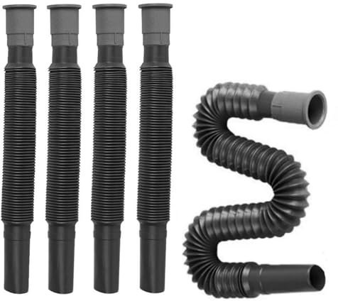 Hemoravoma 5PCS Collapsible Sink Waste Pipe for Caravan, Motorhome & Campervan Universal Flexible Drain Hose Extender for Kitchen Sink, Bathroom, Wash Basin & U-Bend Connector, 76cm Extended per Pipe