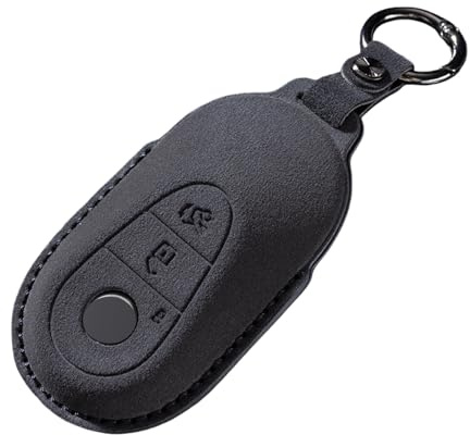 ontto Leder Passt für Mercedes C E Klasse EQE EQS GLC X254 C200 W214 S214 W206 CLE V295 V297 W223 2026 2025 2024 Schlüsselhülle Autoschlüssel Hülle Schutzhülle Schlüsselanhänger 3 Tasten-B Schwarz