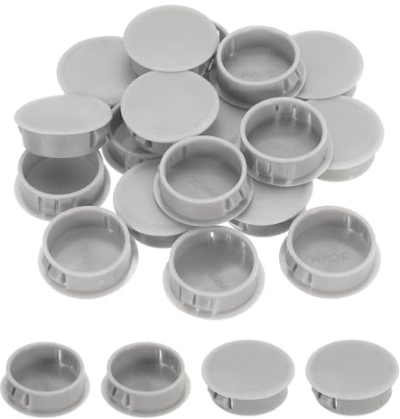 sourcing map Hole Plugs 50pcs 30mm(1-3/16-Inch) Plastic Plugs for Round Holes Flush Type for Furniture Cabinets Machines Hardware Fencing Post Pipe, Gray