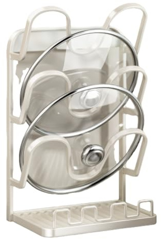 Generisch Support de rangement pour couvercles de casserole, Organisateur de couvercles de casserole – L’organisateur de cuisine ultime pour Noël (Blanc, 3 niveaux)