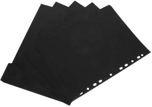 Abaodam Intercalaires pour Classeur A4 5 Pièces en Papier Cartonné Noir, Séparateurs de Page Indexés pour Bloc-notes et Feuilles Mobiles, Marque-pages pour Organisation Bureau et Scolaire