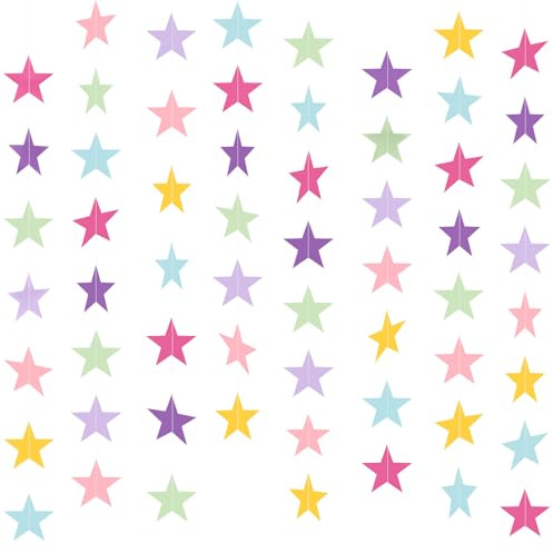 NACHLYNN 5 Stück Sternen Girlande 65 Fuß Stars Paper Garland Geeignet für Valentinstag Weihnachtsfeiern Geburtstage Abschlussfeiern (Mehrfarbig)