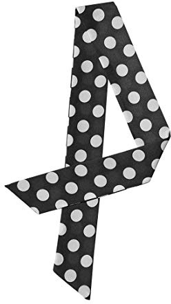 sourcing map Damen Vintage 50s Dünn Lang Schmal Taillenband Gürtel Seide Polka Dots Halstuch Scarf Schwarz Große Dots S