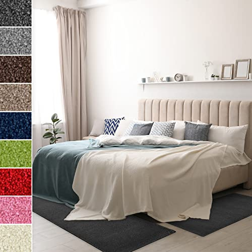 Floordirekt Velours-Bettumrandung Dynasty - Bettvorleger Teppichläufer - 3-teiliges Läufer-Set in 3 Größen (B: 67 cm | L: 1 x 250 cm + 2 x 140 cm, Anthrazit)