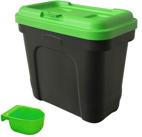 KCT Dry Pet Food Storage Container with Integrated Scoop - Dog Cat Animal Feed Bin Box - 15 Litre/ 7kg - Green