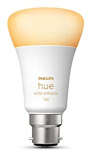 Philips Hue White Ambiance Lampadina LED Smart, Attacco a Baionetta B22, Luce Bianca da Calda a Fredda, Dimmerabile, 15.5W