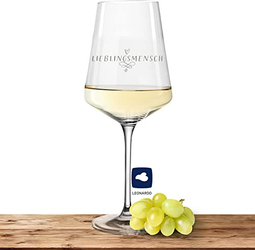 Deitert Leonardo Weißweinglas mit Motiv Lieblingsmensch - PUCCINI - großes 560ml Glas - Weinglas als Geschenkidee für Männer und Frauen