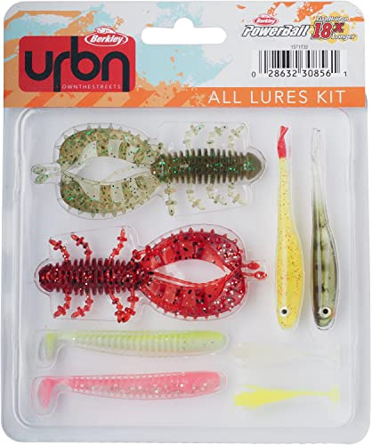 Berkley URBN paket med 8 mjuka beten kurerade av Berkleys Street Fishing Team, perfekt för att fånga abborre, gädda och zander, prova olika taktiker enkelt med ett kit
