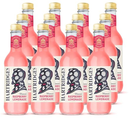 Hartridges | Raspberry Lemonade Sparkling Soft Drink | 12 x 330ml | Made with natural flavours and sparkling water, it contains no artificial colours or preservatives.