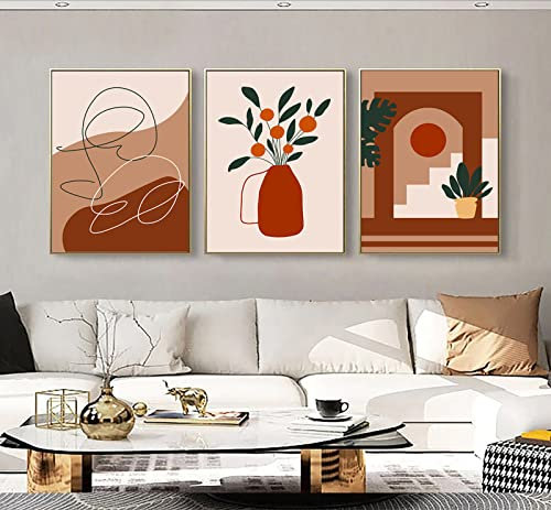 OTURRI Abstrakte Orangenbaum Leinwand Wand Bilder Sommer Landschaft Poster Kunstdrucke Innen Leinwand Bild Wandbilder Wohnzimmer Wohnkultur 50x70cmx3 ungerahmt