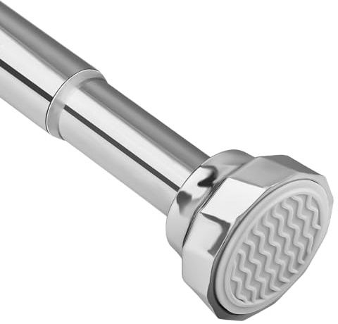 Duschvorhangstange Silber 73-132cm, Ø25mm Gardinenstange ohne Bohren, Teleskopstange Ausziehbar für Duschvorhang, Trennwand und Balkon