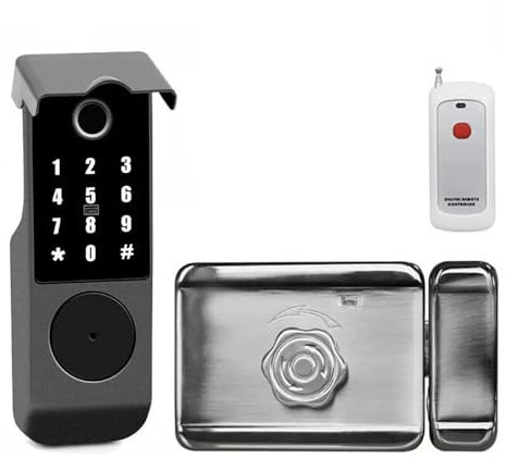 VEKELETE Serratura Intelligente Impermeabile Tuya WiFi Serratura for cancello Scorrevole Esterno Serratura Elettronica Digitale Senza Chiave for Porta d'ingresso(Kit3 Sliding)