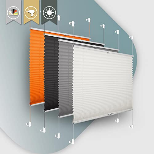 Plissee ohne Bohren Klemmfix 90x150cm(BxH) Beige Jalousie Sonnenschutz Easyfix Faltrollo Lichtdurchlässig Rollo für Fenster & Tür