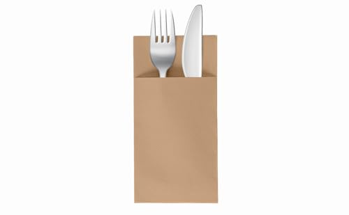 VelaHub Soft Point 50 Besteckservietten, Hochwertige, Einwegserviette, 39x38 cm, Natur Braun