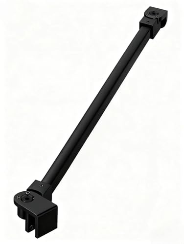 SVNR Barra di supporto per schermo doccia in acciaio inossidabile, 400 mm, girevole di 180°, spessore vetro 6-10 mm (nero opaco)