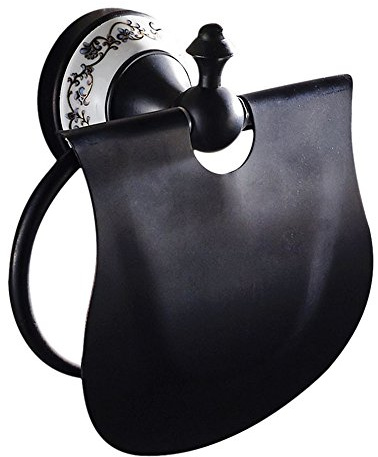 Weare Home RetroToilettenpapierhalter mit Deckel Schwarz Badezimmer Zubehör Dekoration Keramik und Muster am Boden Wanhalterung Bohren Wandmontag