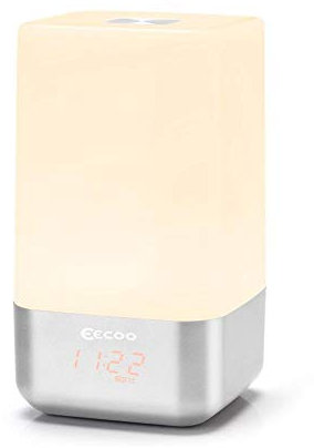 Despertador de luz despertador, función de amanecer, 5 sonidos naturales, luz nocturna con batería USB, control táctil, lámpara de mesa para niños y adultos
